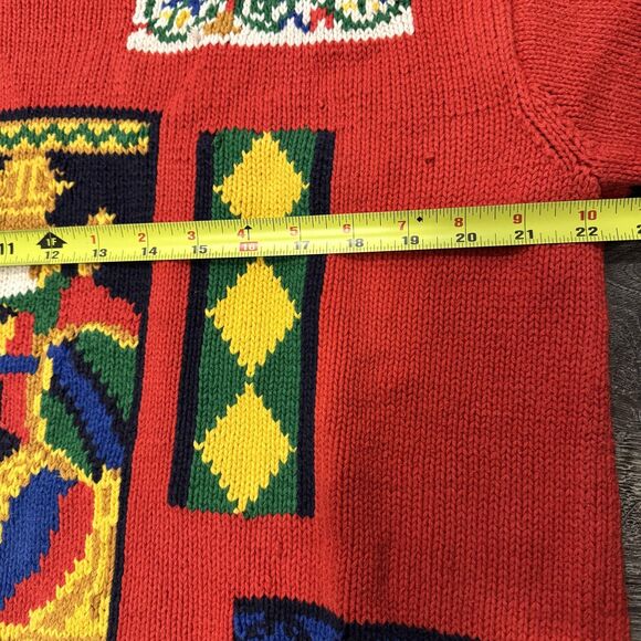 VTG Adrianne Vittadini Sport Sweater Womens L Red Cotton Colorful Graphic Knit - Picture 6 of 9